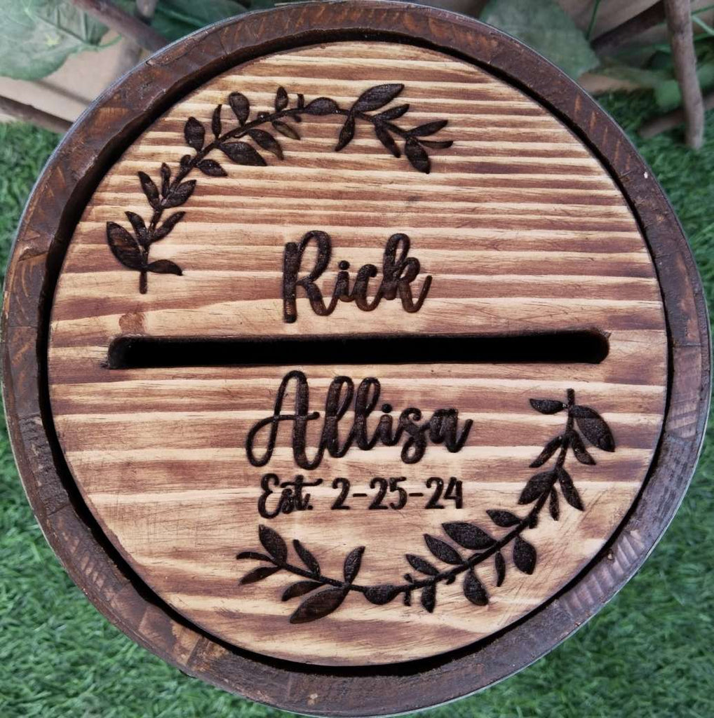 Wood Barrel Card Boxes for Wedding Receptions