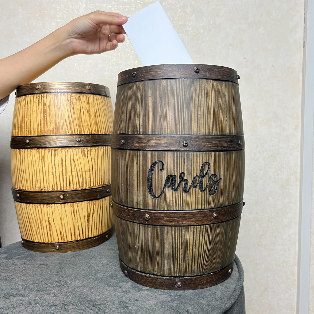 Wood Barrel Card Boxes for Wedding Receptions