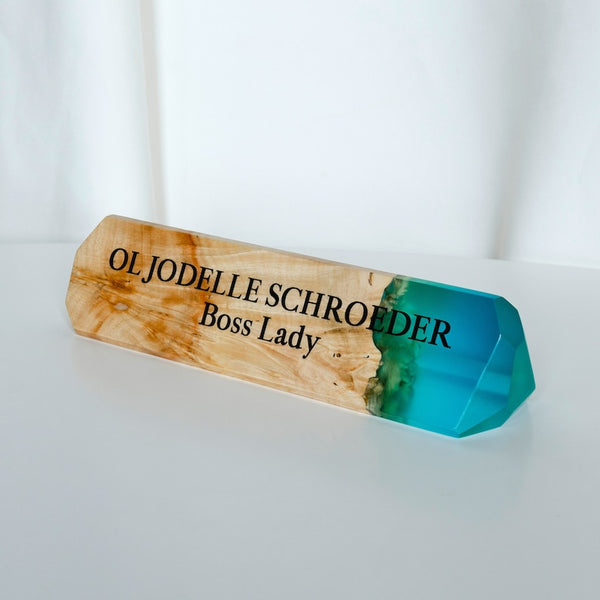 Epoxy Wood Office Desk Name Plate