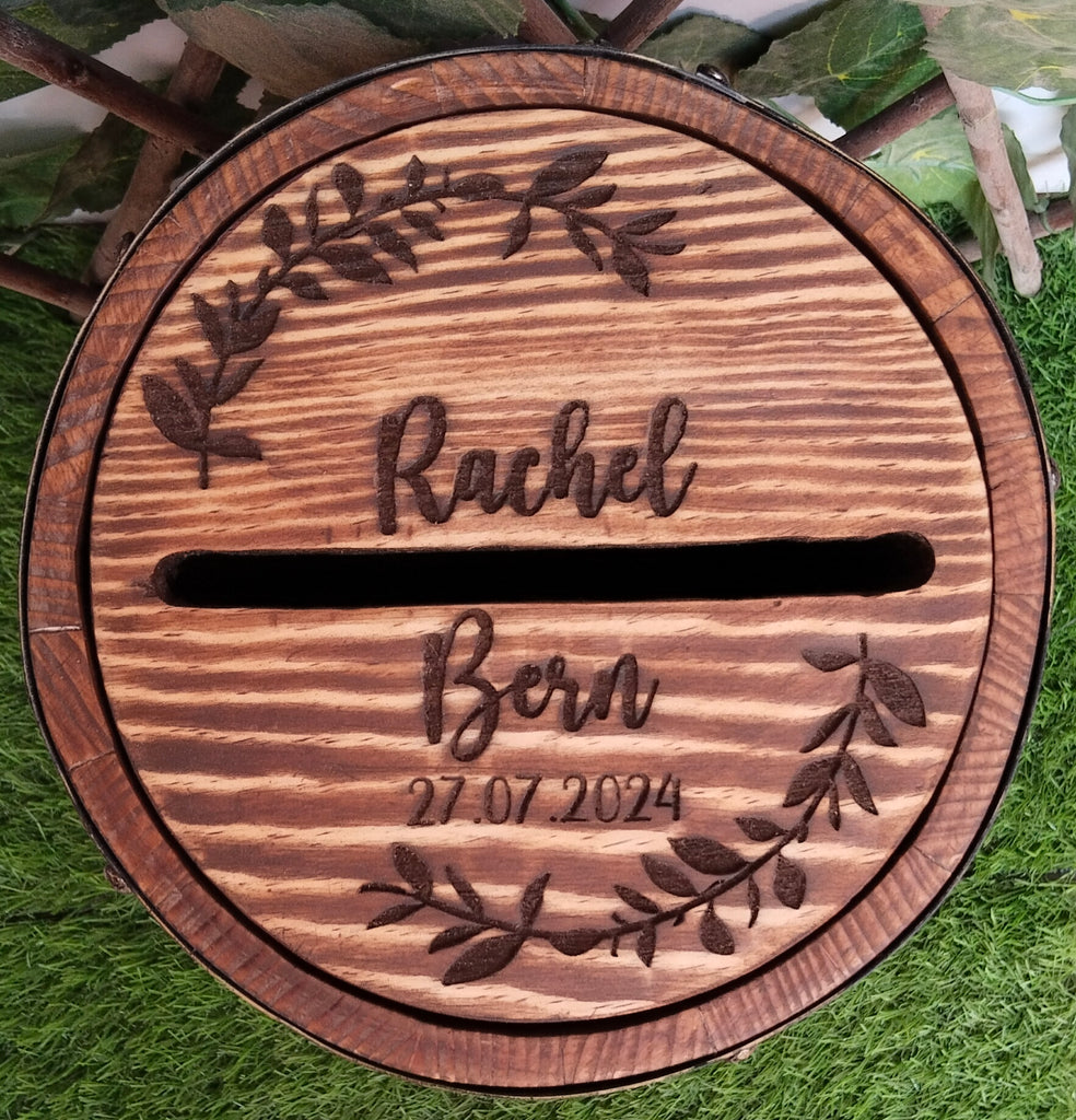 Wood Barrel Card Boxes for Wedding Receptions